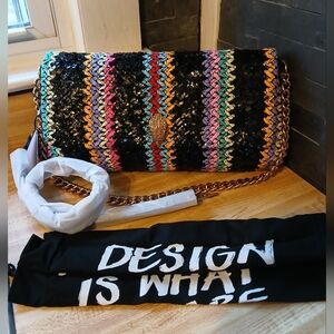 Kurt Geiger Black Crossbody Bag with Artisanal Zigzag Design